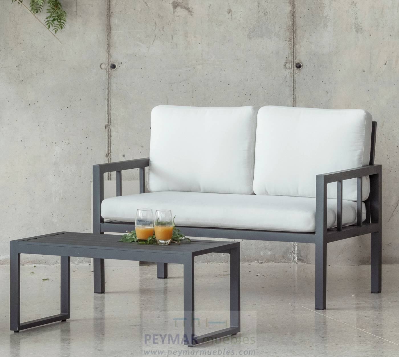 Set Aluminio Luxe Solano-7 - Conjunto aluminio: 1 sofá 2 plazas + 2 sillones + 1 mesa de centro. Disponible en color blanco, antracita, champagne, plata o marrón.<br/><br/><b>OFERTA VÁLIDA HASTA EL 30 DE JUNIO O FIN DE EXISTENCIAS</b>.