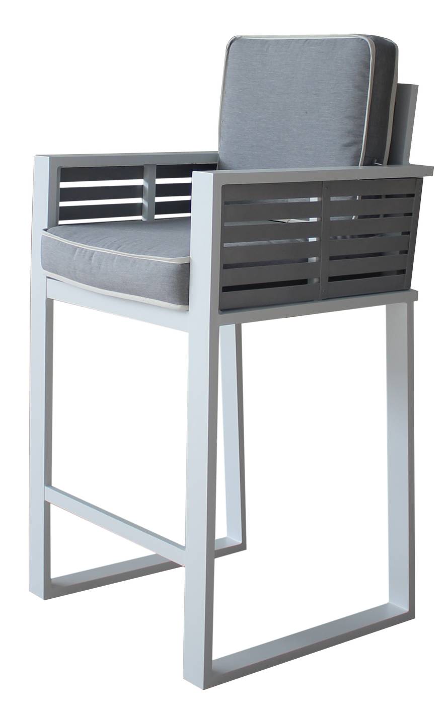 Taburete Bar Bicolor Varna-2 - Exclusivo taburete bar de aluminio bicolor. Con cojines gran confort asiento y respaldo desenfundables.