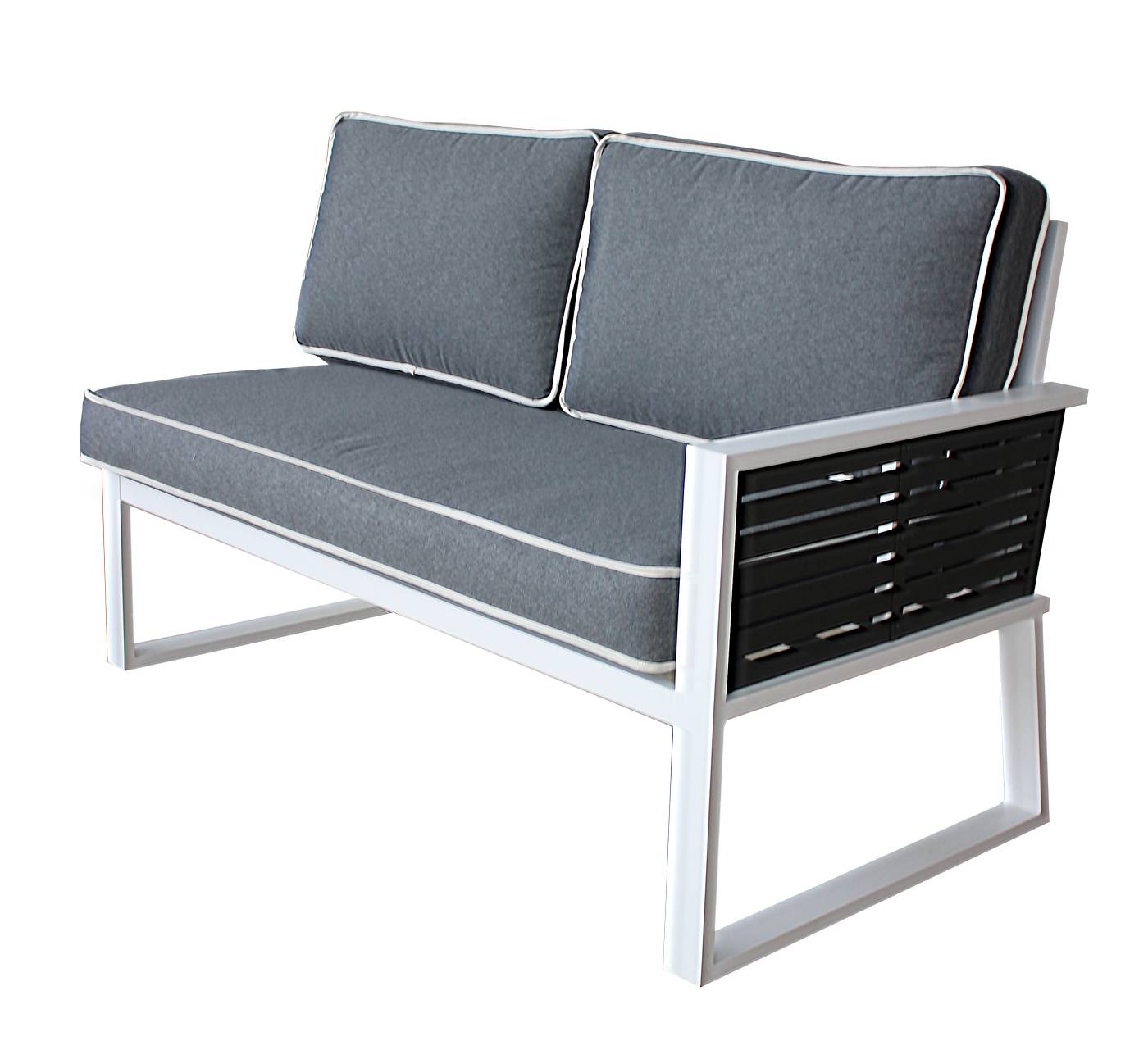 Set Rinconera Aluminio Luxe Yebel-10 - Exclusiva rinconera luxe 6 plazas + mesa de centro alta. Estructura de aluminio bicolor.