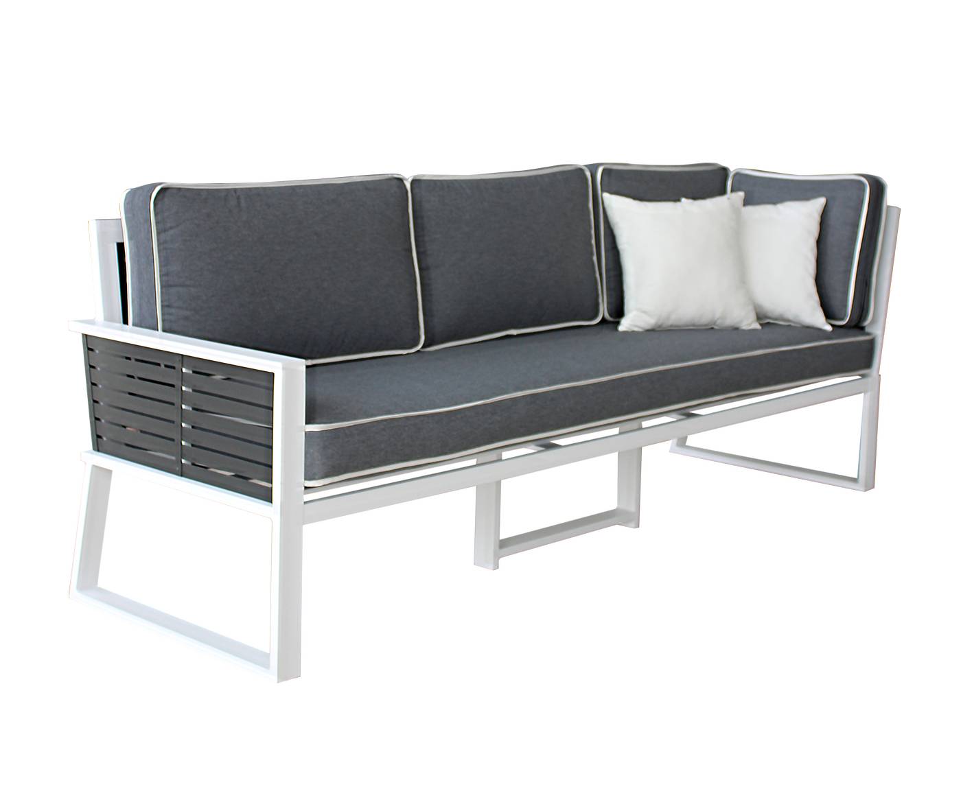 Set Rinconera Aluminio Luxe Yebel-30 - Exclusiva rinconera luxe 6 plazas + mesa de centro alta + banco. Estructura de aluminio bicolor.