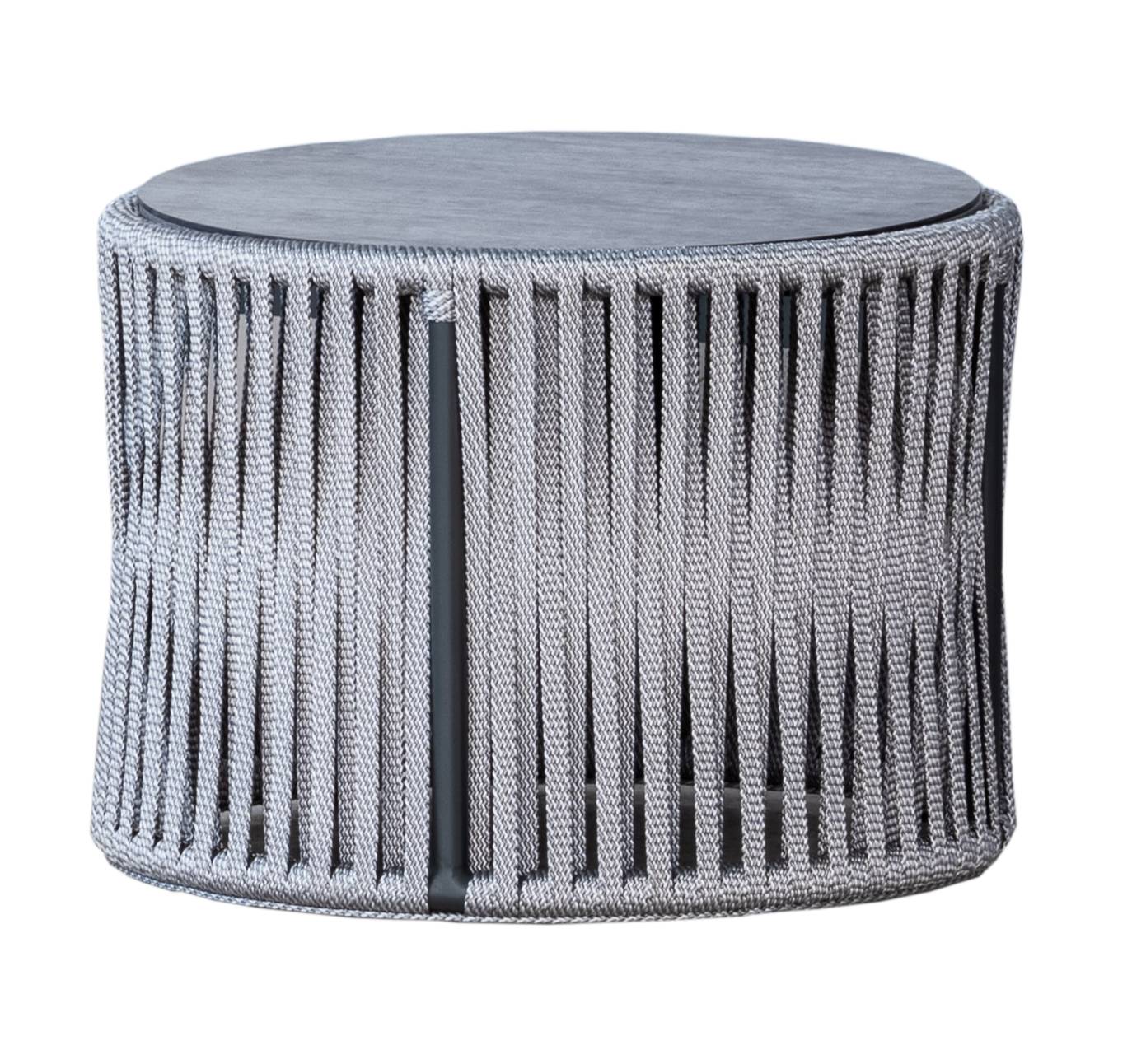 Set Cuerda Yina-8 - Conjunto aluminio color antracita y cuerda color gris: 1 sofá de 3 plazas + 2 sillones + 1 mesa de centro.