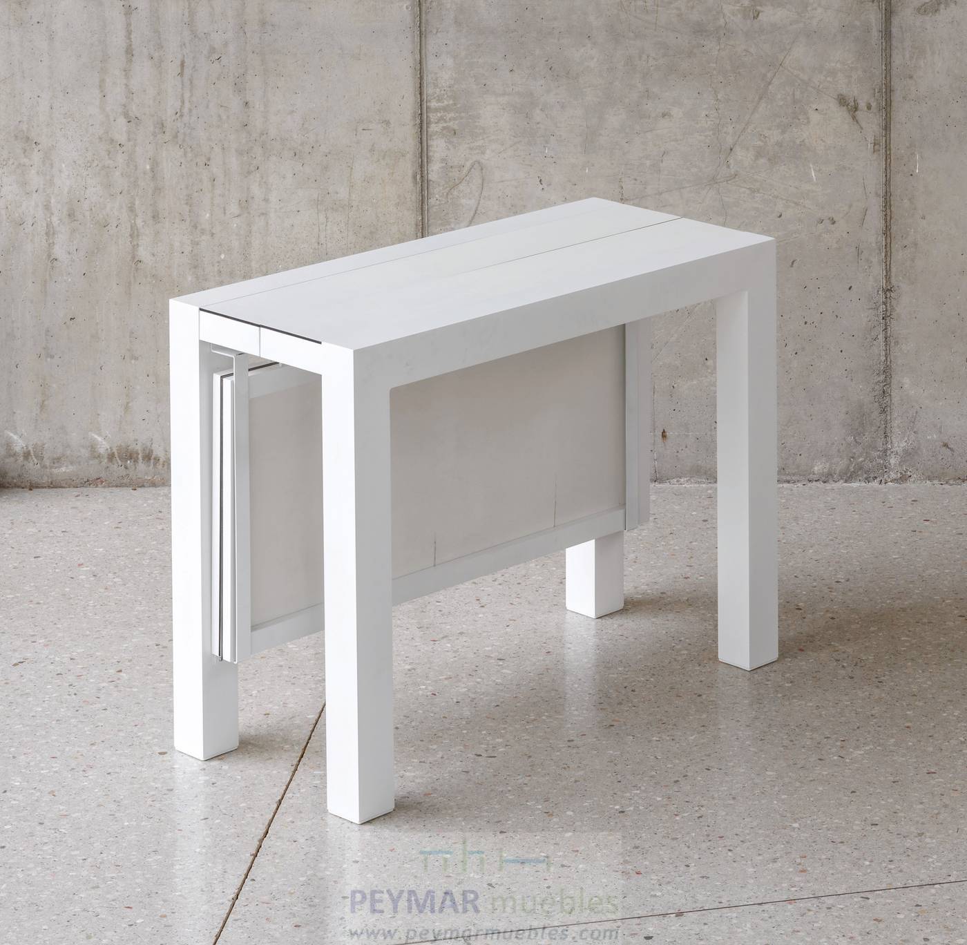 Mesa Extensible HPL Lima-150 - Mesa extensible con tablero de HPL ultra resistente. Estructura aluminio color blanco o antracita.