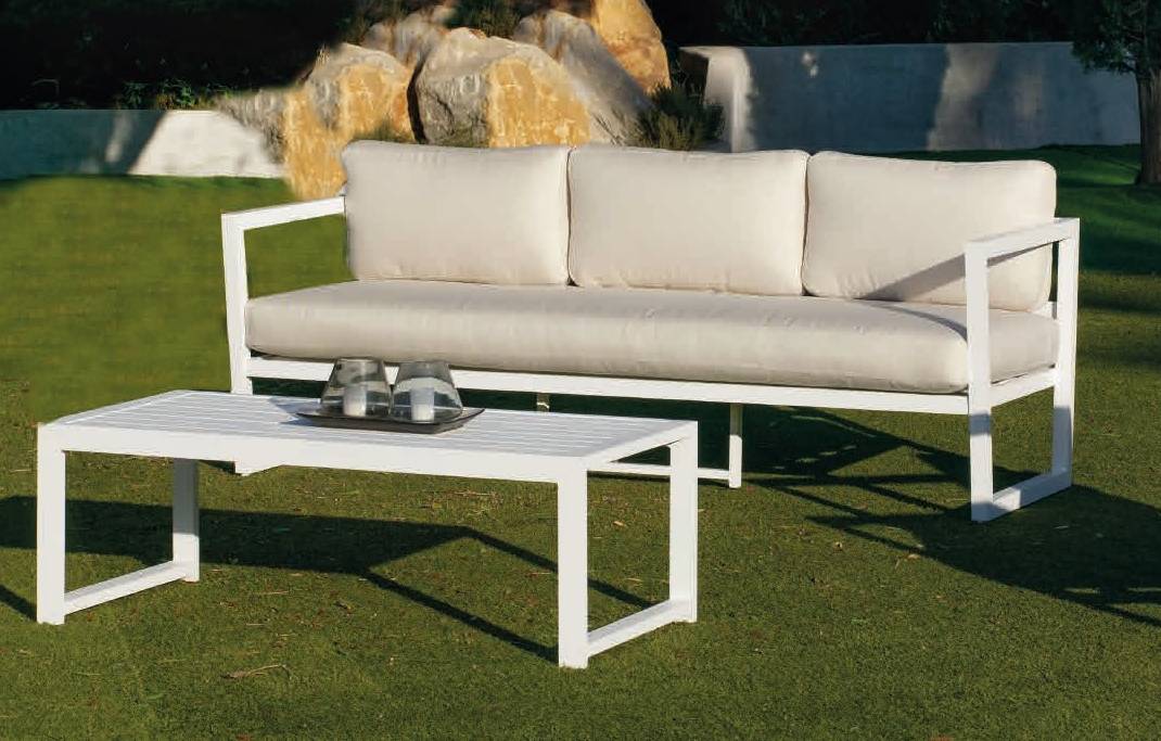 Set Aluminio Luxe Montana-10 - Conjunto aluminio: 1 sofá 3 plazas + 2 sillones + 1 mesa de centro + 2 reposapiés. Disponible en color blanco o antracita.