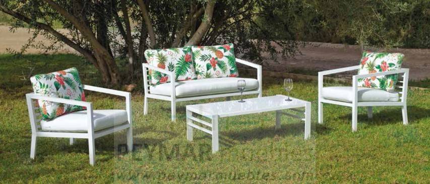 Set Aluminio Luxe Acapulco-7 - Conjunto aluminio luxe: 1 sofá 2 plazas + 2 sillones + 1 mesa de centro. Disponible en color blanco, antracita, champagne, plata o marrón.<br/><br/><b>OFERTA VÁLIDA HASTA EL 30 DE JUNIO O FIN DE EXISTENCIAS</b>