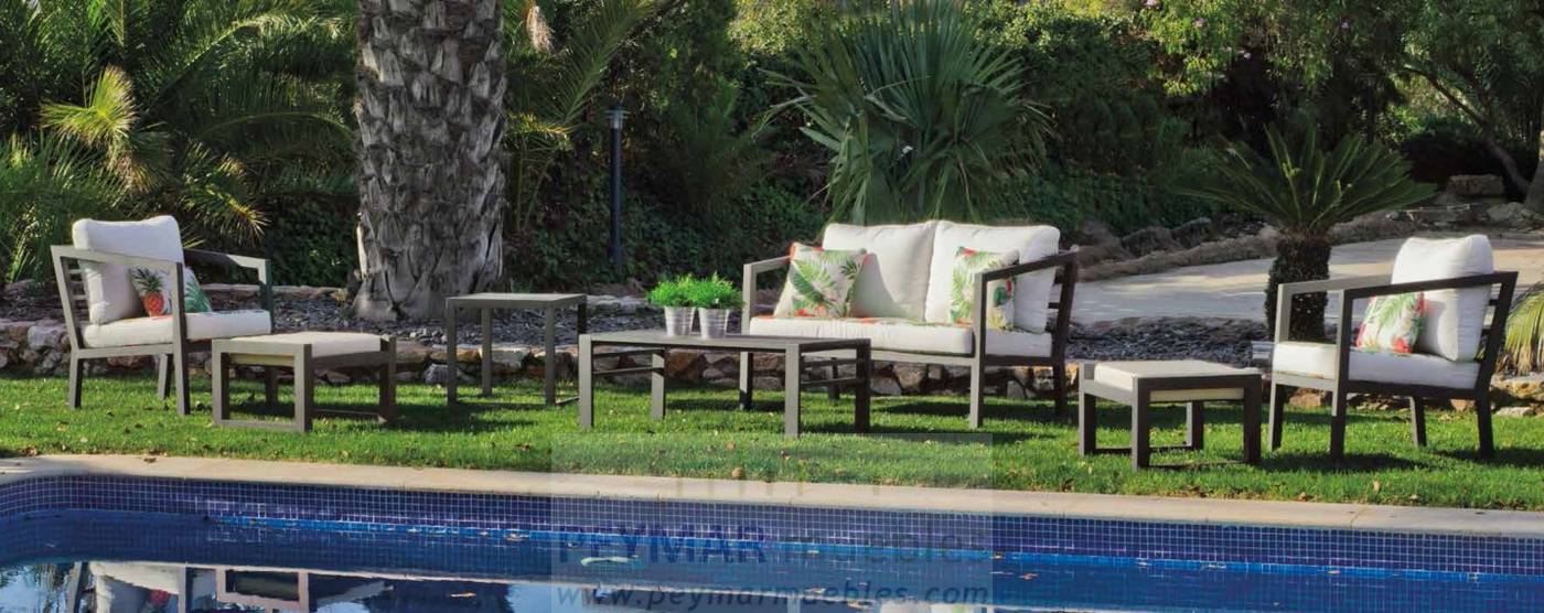 Set Aluminio Luxe Acapulco-9 - Conjunto aluminio luxe: 1 sofá 2 plazas + 2 sillones + 1 mesa de centro. Disponible en color blanco, antracita, champagne, plata o marrón.<br/><br/><b>OFERTA VÁLIDA HASTA EL 30 DE JUNIO O FIN DE EXISTENCIAS</b>