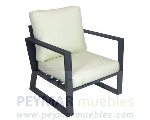 Sillón Aluminio Bolonia-1 - Sillón relax con cojines gran confort desenfundables. Estructura aluminio  color blanco, plata, marrón, champagne o antracita.