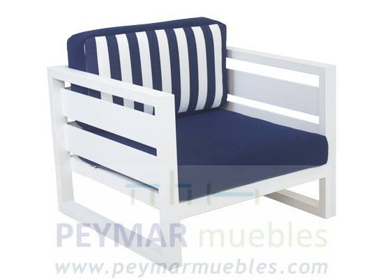 Set Aluminio Luxe Cosmos-10 - Conjunto lujo de aluminio color blanco o antracita: 1 sofá de 3 plazas + 2 sillones + 1 mesa de centro + 2 taburetes.