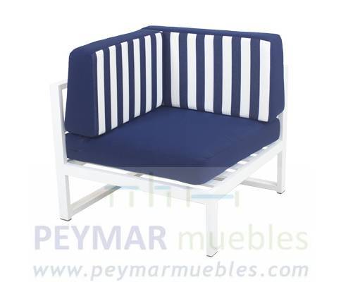 Rinconera Aluminio Lugo-30 - Rinconera modular de 7 plazas + mesa centro alta + banco. Estructura aluminio color blanco o antracita.
