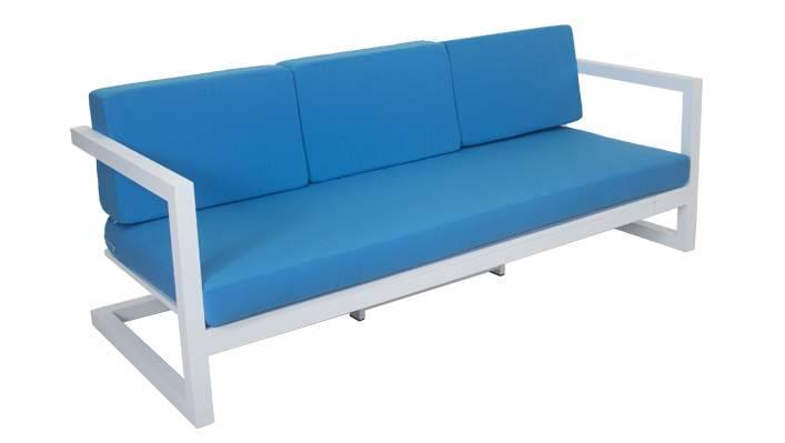 Sofá relax 3 plazas con cojines gran confort desenfundables. Estructura aluminio color blanco o antracita.