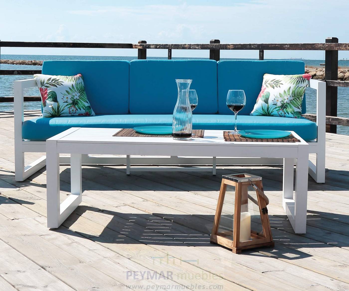 Mesa Centro Aluminio 120 - Mesa de centro rectangular de aluminio. Tablero de aluminio de 120 cm. Disponible en color blanco o antracita.