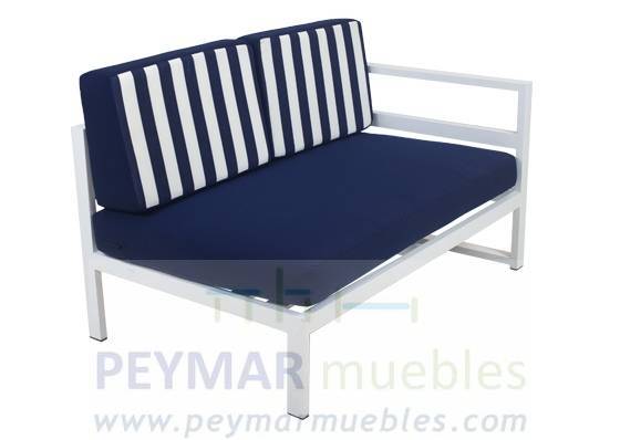 Rinconera Aluminio Lugo-30 - Rinconera modular de 7 plazas + mesa centro alta + banco. Estructura aluminio color blanco o antracita.
