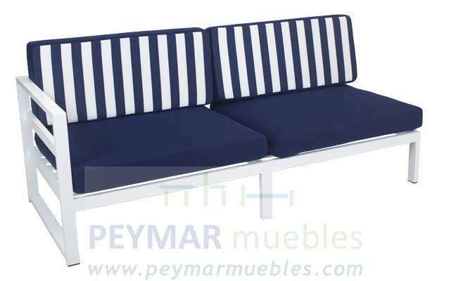 Rinconera Aluminio Lugo-30 - Rinconera modular de 7 plazas + mesa centro alta + banco. Estructura aluminio color blanco o antracita.