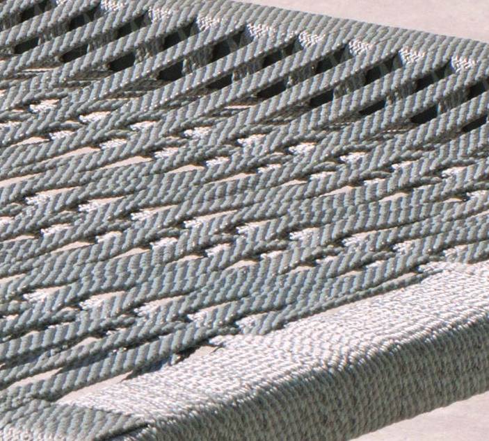 Mesa Cuerda Tison-220 - Mesa rectangular de 220 cm, con tablero de cuerda y tapa de cristal templado. Estructura robusta de aluminio color gris o champagne.