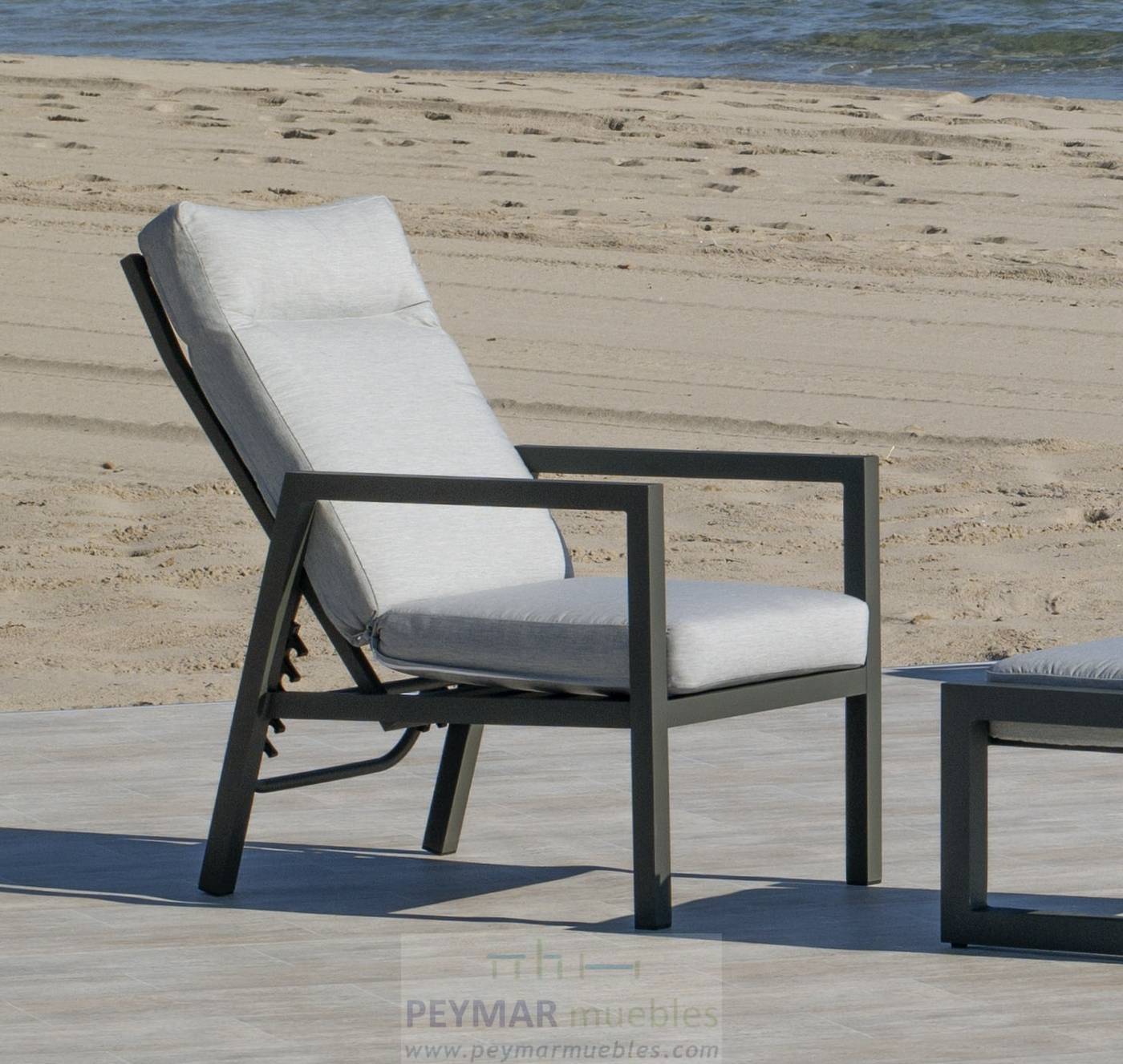 Set Aluminio Voriam-8 - Conjunto aluminio: sofá 3 plazas + 2 sillones + mesa de centro. Respaldos reclinables. Colores: blanco, plata, antracita o bronce.