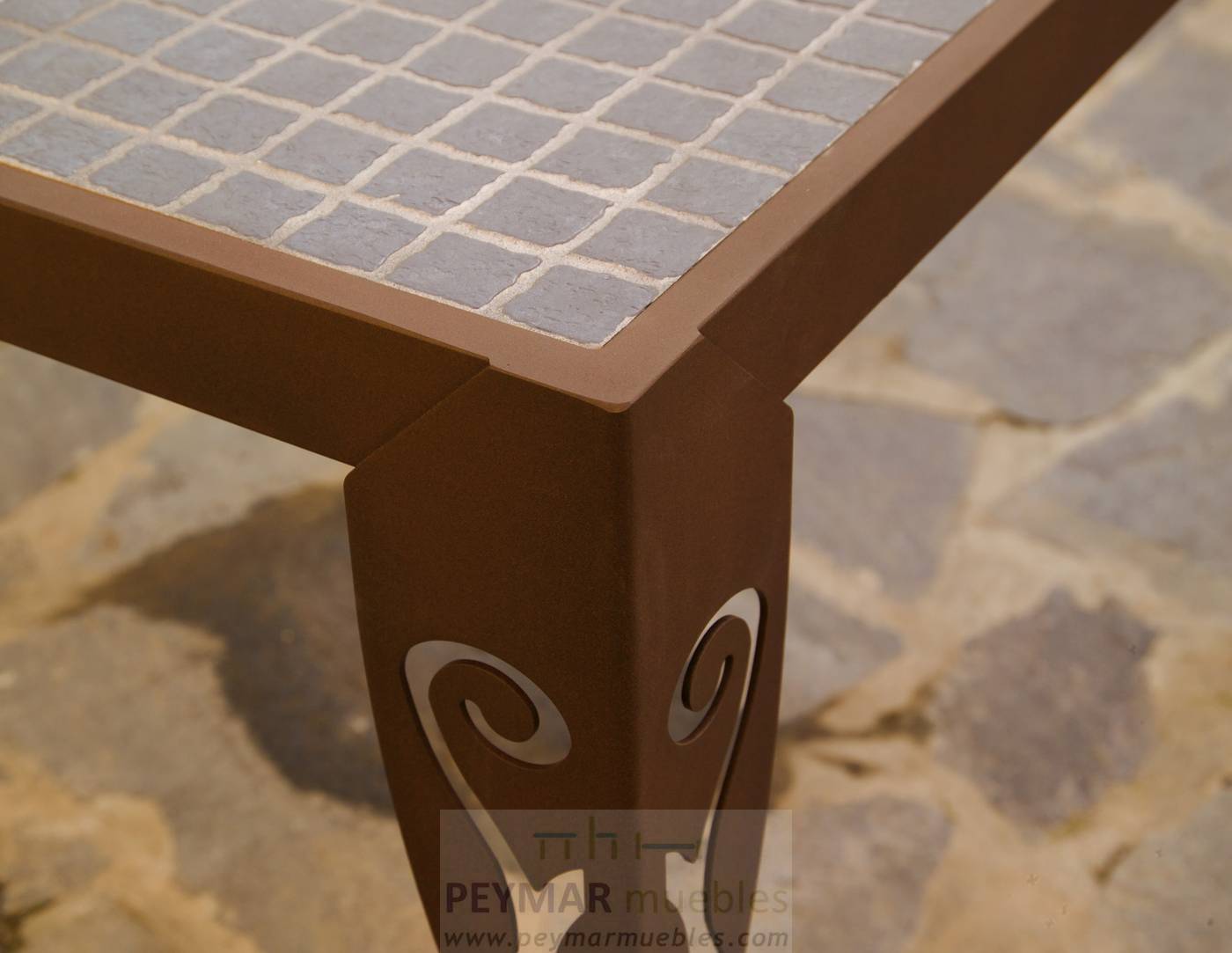 Mesa forja Sevilla - Mesa cuadrada o rectangular de forja con tapa de cristal, disponible en varias medidas y acabados